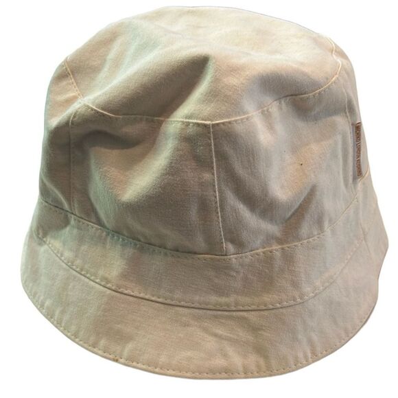 Michiko London natural off white and orange reversible, bucket hat - Picture 3 of 7